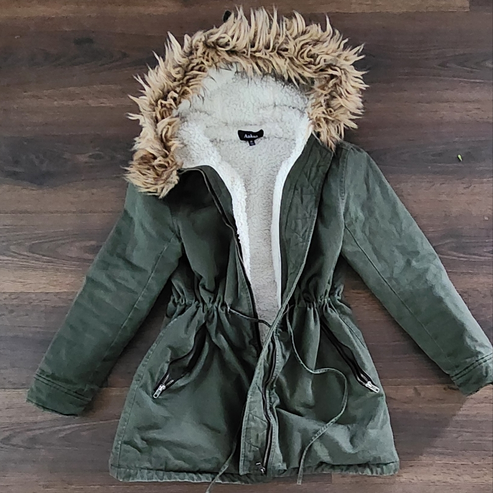 OBO Green parka with internal teddy coat from the Aakaaa brand size M - Picture 1 of 3